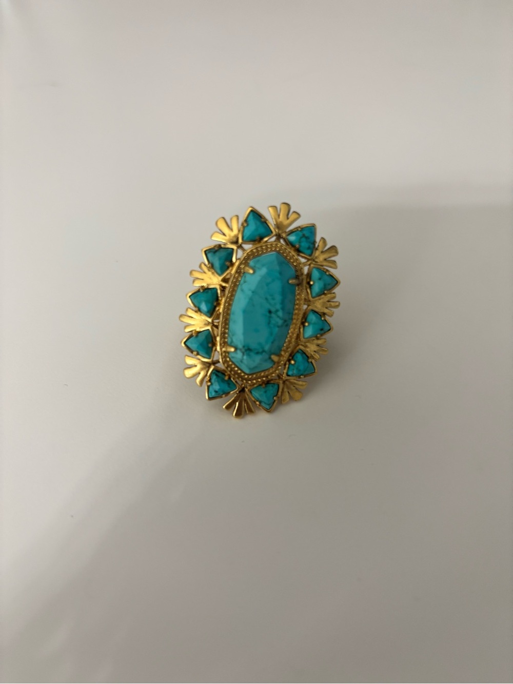 Kendra Scott Gold-Tone Turquoise Oval Cluster Ring